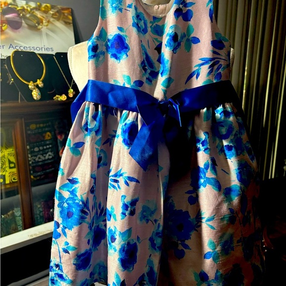 Bonnie Jean Girl Pink Blue Flower Special Occasion Dress Size 5 Preowned - Picture 3 of 6